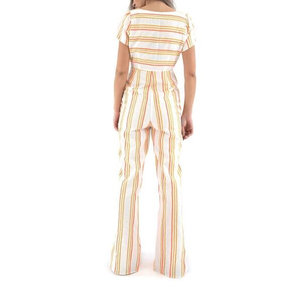 KENDALL & KYLIE NEON STRIPE TIE FRONT JUMPSUIT - Picture 4 of 12